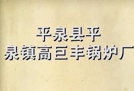 平泉县平泉镇高巨丰锅炉厂